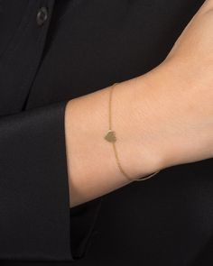 Beautifully handcrafted 14k solid gold heart bracelet, perfect solo or stacked, a fun and timeless everyday bracelet. made in L.A. Size of heart: Approx. 0.5''(H) by 0.5''(W) Comes gift ready in our beautiful branded jewelry box. Elegant Everyday Heart-shaped Bracelets, Elegant Everyday Heart Bracelets, Elegant Hypoallergenic Heart Bracelet For Everyday, Elegant Everyday Hypoallergenic Heart Bracelet, 14k Gold Bracelet With Heart Charm For Everyday, Adjustable Yellow Gold Minimalist Heart Bracelet, Simple 14k Gold Jewelry With Heart Charm, Adjustable Minimalist Yellow Gold Heart Bracelet, Dainty Everyday Bracelets With Heart Charm