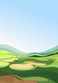 Golf course with sand traps in vertical orientation. Golf Course Wall Mural, Golf Course Art, Golf Bar, Golf Painting, Golf Green, Golf Photography