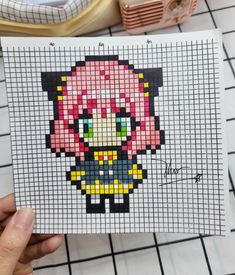 #pixelart #onepiece #art Pixelart Anime, Hamma Beads Ideas, Hama Beads Design, Anime Butterfly, Anime Canvas Art, Anya Forger