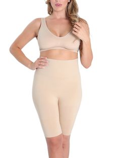 High-waist. High-comfort or High-control Thigh Shaper. Enjoy smoothing from natural waist to low thigh or including extra targeted shaping over the tummy. Breathable fabric makes this an ideal piece for warm or active days. Sits above natural waist or just under bustline on most bodies Firms tummy and thighs Seamless or tagless comfort Conceals panty lines Flexible compression fabric moves with you 90% Nylon or 10% Spandex Shapewear for Women Thigh Shaper, Body Firming, Waist Cincher Corset, Waist Shapers, Shapewear Bodysuit, Compression Fabric, Waist Cincher, Girdles, Women's Shapewear