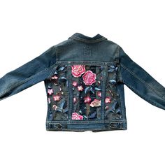 Emby Denim Repurposed And Refined Denim Medium Wash Denim Jacket With Embroidered Lace Panels. Size Medium $100 Spring Denim Outerwear With Patches, Spring Denim Jacket With Patches In Dark Wash, Embroidered Medium Wash Denim Jacket For Spring, Embroidered Dark Wash Denim Jacket For Spring, Spring Embroidered Medium Wash Denim Jacket, Spring Embroidered Dark Wash Denim Jacket, Fitted Denim Jacket With Patches For Spring, Denim Blue Outerwear With Floral Embroidery, Denim Blue Floral Embroidered Outerwear