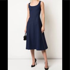 Very Elegant Sophisticated Dress Amazing Fit , Brand New With Tags Pictures With Description Elegant Blue Midi Dress With Flattering Silhouette, Chic Blue Midi Dress With Straight Neckline, Chic Blue Dress With Flattering Silhouette, Blue Midi Dress For Evening With Flattering Silhouette, Blue Midi Dress With Straight Neckline For Work, Elegant Blue Midi Dress For Cocktail, Elegant Blue Midi Dress With Straight Neckline, Adam Lippes, Elegant Sophisticated