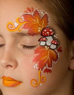 Autumn Face Painting, Face Painting For Kids, Carnaval Make-up, Face Painting Images, Festival Face Paint, Adult Face Painting, Make Carnaval, Christmas Face Painting, Girl Face Painting