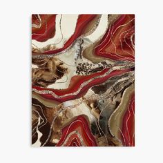 an abstract painting with red, brown and white colors hand towel featuring the image of a landscape