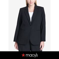 in stock Calvin Klein Classic Single Button Blazer, Classic Calvin Klein Single Button Blazer, Plus Size Blazer, Women's Coats & Jackets, Blazer Buttons, Black Blazer, Jacket Buttons, Black Blazers, Blazers For Women