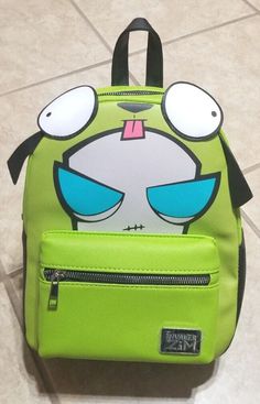 New with tags Bioworld Nickelodeon Invader Zim As GIR Figural Mini Backpack.  Measures about 8.5 inches W x 11 inches H x3.5 inches D.  Front zipper pocket, main zip compartment, adjustable straps. No returns or refunds. Green Bags With Zipper Closure, Green Back-to-school Bag With Zipper Closure, Green Zipper Closure Bag For Back To School, Green Satchel Backpack With Zipper Pocket, Green School Backpack With Zipper Closure, Student Green Backpack With Zipper Pocket, Green Backpack With Zipper Closure For School, Green Backpack With Zipper For Trip, Casual Green Backpack For Trips