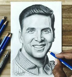 a pencil drawing of a smiling man