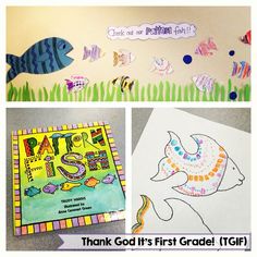 four different pictures with the words thank god it's first grade igf