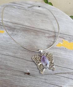 "Bold and beautiful filigree butterfly Amethyst Stainless steel The butterfly measures 43 x43mm(1 3/4\") The price is for the pendant only..the neck cuff is additional. Pls contact me for a quote prior to purchase." Handmade Butterfly Shaped Jewelry For Festivals, Handmade Butterfly Jewelry For Festivals, Bohemian Butterfly Jewelry For Festivals, Bohemian Butterfly Jewelry, Butterfly-shaped Filigree Jewelry Gift, Butterfly Filigree Jewelry As A Gift, Butterfly Shaped Filigree Jewelry Gift, Butterfly Filigree Jewelry Gift, Bohemian Butterfly Charm Necklace As A Gift