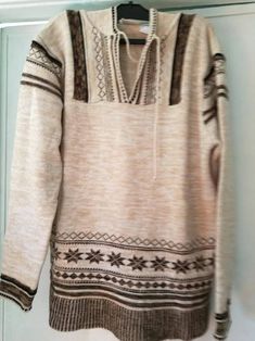 Size S/M Length 26" Width 21" Boho Pullover, Boho Sweater, Festival Clothing, Ethnic Patterns, Knitting Women, Hooded Sweater, Estonia, Festival Outfits, Sweater Hoodie