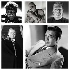 black and white photos of men in costumes from the 1950's, 1960s's, and 1970s's