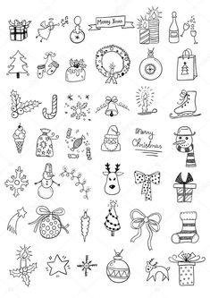 hand drawn christmas doodles on white background stock photo 549782, shuttered