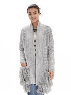 Fringe Sweater Jacket Fall Fringe Cardigan, Fringe Cardigan For Fall, Fringe Cardigan For Fall Layering, Long Sleeve Fringe Cardigan For Fall, Fall Long Sleeve Fringe Cardigan, Cozy Long Sleeve Outerwear With Fringe, Cozy Fringe Outerwear For Fall, Cozy Fringe Cardigan For Fall, Trendy Fringe Sweater For Fall