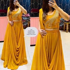 This Rutba designer lehenga set is one if its kind and comes with a sling style Dupatta. The top and lehenga come with handwork pearl and sequin embellishments. The top is sleeveless and comes with hook threads on top of shoulders where the Dupatta attaches. This lehenga set is mustard shade.  Size: Fits bust size 38 inches (M) Size M: Party wear lehenga Set with sequin work blouse and sling dupatta | party wear lehengas online shopping usa | crop top lehengas Lehenga Crop Top, Kids Gown, Party Kleidung, Party Wear Lehenga, Work Blouse, Lehenga, Party Wear, Formal Dresses Long, Sequin