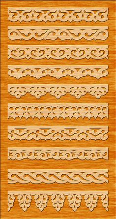 wood carving patterns on the side of a wooden board