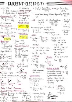 a piece of paper with writing on it that has different types of electrical equipment written in yellow