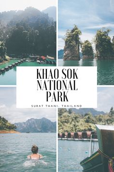 the khao sok national park in thailand with text overlaying it