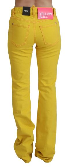 DSQUARED2 Gorgeous, 100% Authentic DSQUARED2 mid waist flared denim jeans. Fitting: Regular fit Color: Yellow Material: 98% Cotton 2% Elastane Zipper and button closure Logo details Made in Italy This item has the DSquared2 paper tag missing. Yellow Straight Leg Jeans With Five Pockets, Yellow Straight Leg Jeans, Fitted Yellow Cotton Jeans, Jeans Fitting, Flared Denim Jeans, Flared Denim, Flare Denim Jeans, Wedge Pumps, Vest Outfits