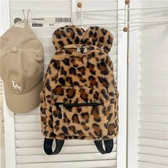 UAKISS - Fashion Hot Selling Leopard Print Women's Backpack 2024 New Large Capacity Multi Style Velvet Women's Commuting Backpack Casual Backpack With Animal Design, Casual Backpack With Animal Design For Back To School, Casual Standard Backpack With Animal Design, Travel Crossbody, Lipstick Bag, Crossbody Bags For Travel, Tie Design, Floral Bags, Brown Leopard