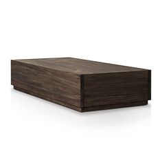 a wooden box sitting on top of a white surface