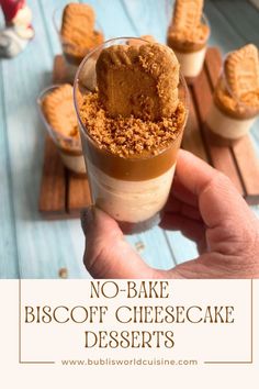 Delicious individual serving Biscoff desserts. This no bake shot glass serving layered desserts are creamy and smooth. Desserts For Housewarming Party, Shot Glass Food Ideas, Desert In Glasses, No Bake Dessert Shooters, Shooter Desserts Easy, No Bake Biscoff Cheesecake Cups, Layered Desserts In A Cup, Cake Shooters Shot Glass Desserts, Bit Size Desserts