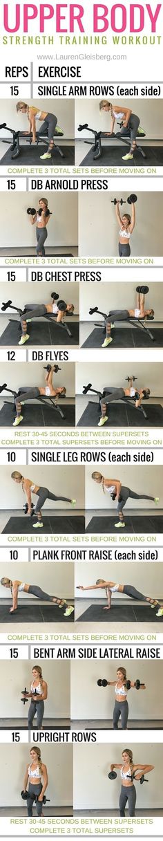 the upper body workout poster shows how to do it