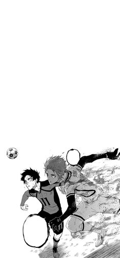 black and white drawing of two people playing soccer