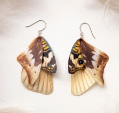 Whimsical insect jewelry with moth wings Butterflies Symbolize, Fairytale Decor, Wings Earrings, Creative Necklace, Moth Wings, Peacock Butterfly, Boho Elements, Butterfly Earring, Boho Earring