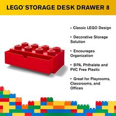 the lego storage brick drawer is shown with instructions