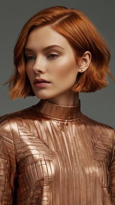 Gorgeous Copper Blonde Textured Bob 🌟 Short Bob Copper Hair, Bob Copper Hair, Short Copper Hair, Copper Bob, Hair Colors For Fall, Cooper Hair, Textured Bob Hairstyles, Copper Blonde Hair Color, Copper Blonde Hair