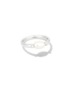 The pearl trend has us all wrapped around its finger—and so will the Leighton Silver Pearl Band Ring in White Pearl. Featuring a cultured freshwater pearl centered on a timeless band, this ring is a precious addition to any stack.,MetalRhodium Over BrassMaterialWhite PearlSize0.19'' WMaterial Highlight: White PearlInspiring peace, tranquility, and healing, each cultured pearl is grown in a freshwater pearl mussel, is one-of-a-kind, and can take up to four years to produce. Due to the one-of-a-ki Kendra Scott Pearl Ring, Silver Pearl Rings, Elegant Jewelry Silver, Girly Jewelry Silver, Silver Rings Jewelry, Silver Rings On Hand, Silver And Pearl Jewelry, Pretty Rings Silver, Cute Silver Rings