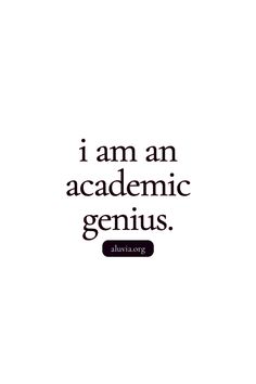 the quote i am an academy genius is shown in black and white on a white background