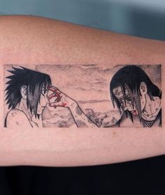 a woman's arm with an image of two people on it and the words artwo