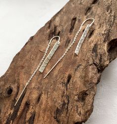 Handmade Sterling Silver Hammered Bar Dangle Threader Earrings by OnTheAnvil on Etsy Minimalist Hammered Dangle Linear Earrings, Silver Threader Earrings, Buy Earrings, Threader Earrings, Hammered Silver, Have You Tried, Handmade Sterling Silver, Arrow Necklace, Gold Filled