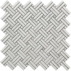 a white marble mosaic tile pattern with grey and gray lines on the bottom, as well as