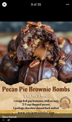 Brownie Balls Recipe, Bourbon Treats, Pecan Pie Bourbon Balls, Bourbon Pecan Brownies, Brownie Truffles Recipe, The Kitchen Brownie Bombe, Cooking With Brenda Gantt, Brownie Desserts Recipes, Homemade Candy Bars