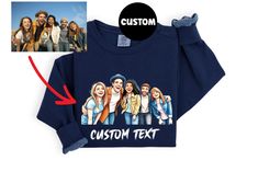 Custom Caricature Shirt, Custom Photo Shirt, Custom Family Shirt, Friends Shirt Shirt, Custom Couple Shirt, Family Shirt, Best Friends Shirt Discover the Art of Premium Tees Step into a world where every shirt is a testament to exceptional craftsmanship and superior quality. Our tees are not just garments--they are an experience of luxury and comfort.  Our shirts are designed to offer a perfect blend of elegance and comfort. Made from the softest materials, each tee is tailored with precision to Relaxed Fit Cotton Tops With Custom Artwork, Funny Long Sleeve Tops For Fan Merchandise, Funny Fan Merchandise Tops With Long Sleeves, Funny Long Sleeve Fan Merchandise Top, Relaxed Fit Crew Neck Shirt With Character Print, Casual Cotton Tops With Custom Artwork, Funny Long Sleeve T-shirt With Custom Print, Funny Long Sleeve T-shirt With Character Print, Crew Neck Cotton Top With Custom Artwork