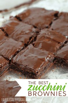 the best zucchini brownies are made with fudge and chocolate frosting