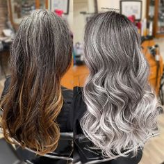 Hair With Silver Highlights, Transitioning To Gray Hair, Brown Hair With Silver Highlights, Natural White Hair, Ash Grey Hair, Jack Martin, Gray Balayage