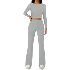 SweetHearts - This lounge and pajama set is perfect for going out, casual wear, and even as pajamas. The stretchy modal fabric mixed with our perfected fit ensures you'll look your best. Size: XL.  Color: Gray. Crop Top For Women, Tops For Women Casual, Sweet Hearts, Modal Fabric, High Waisted Flares, Flare Leggings, Top For Women, Lounge Set, Pajama Sets