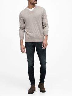 Elevate your style with our high-quality silk, cotton, and cashmere blend, which boasts a super-soft feel and luxe look.  V-neck.  Long sleeves.  Ribbed cuffs and hem.  Produced in a facility that runs P. A. C. E.  – Gap Inc. 's program to educate Empower Women, Elevate Your Style, V Neck Sweater, Vneck Sweater, Women Empowerment, Banana Republic, Gap, Men Sweater, Cashmere