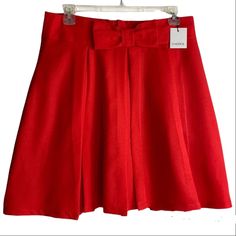 Choies Skirt Nwt Flared Pleated Skirt Bow In Front Hide Away Zipper In Back Lining Underneath Small Snag In Front As Shown In Photo 8 Hardly Noticeable Approximate Measurements Flat Lay Waist 16” Length 20” Smoke And Pet Free Home Red Mini Pleated Skirt For Spring, Red Pleated Mini Skirt For Spring, Red Knee-length Pleated Skirt For Spring, Red Pleated Knee-length Mini Skirt, Red Pleated Winter Skirt, Red Pleated A-line Skirt, Elegant Red Party Skort, Red Pleated Bottoms For Winter, Red Pleated Mini Skirt For Party