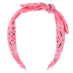 Claire's Bandana Twisted Headband - Neon Pink Superstay Maybelline, Hair Accessories Pink, Pink Bandana, Shimmer Lip Gloss, Twisted Headband, Paisley Bandana, Bandana Headband, Pink Headbands, Cute Headbands