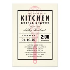 a kitchen bridal shower party card