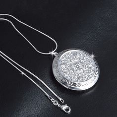 Style: Vintage Metals Type:: 925 Sterling Silver Fine or Fashion: Fashion Chain Type: Water-wave Chain Silver Locket Pendant Chain Necklace, Silver Pendant Locket Chain Necklace, Silver Medallion Jewelry With Clavicle Chain, Elegant Silver Medallion Chain Necklace, Elegant Silver Locket Chain Necklace, Elegant Silver Engraved Chain Necklace, Elegant Engraved Silver Chain Necklace, Elegant Silver Locket Necklace Nickel Free, Collar Necklaces