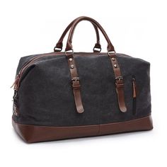 If you want a large capacity, lightweight and stylish travel bag for your next adventure, this canvas leather travel bag is a perfect choice. The bag offers a large capacity. The main compartment can hold a 15" laptop, clothes, wallet, keys, glasses, books, clothes, cosmetics, electronics and other essentials. This compartment has a high-quality zipper at the top, which allows for easy access to all our belongings. The bag also includes a side pocket that can be closed with a zipper. The bottom Canvas Duffle Bag, Canvas Travel Bag, Overnight Travel Bag, Mens Travel, Sac Week End, Mens Travel Bag, Luggage Bags Travel, Leather Travel Bag, Leather Duffle