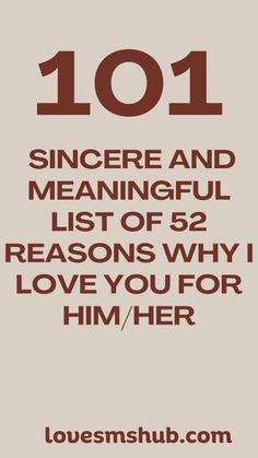 the text reads,'1011 singer and meaningful list of 52 reasons why love you