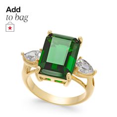 in stock Rose Gold Plate, Rings Jewelry Fashion, Crystal Ring, Charter Club, Crystal Rings, Green Gold, Emerald Cut, Clear Crystal, Rose Gold Plates