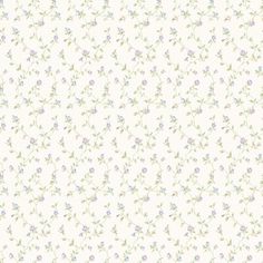 a white wallpaper with blue and purple flowers on the bottom half of it,