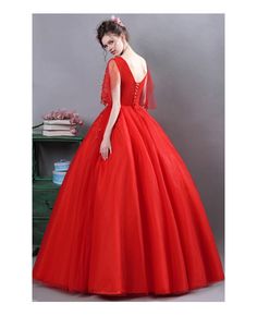 Buy Red Lace Ball Gown Formal Dress For Wedding With Cape Sleeves at wholesale price online. Free shipping and pro custom service since 2009. Fitted Red Gown For Debutante Ball, Red Fitted Gown For Debutante Ball, Red Ball Gown With Fitted Bodice For Quinceanera, Red Quinceanera Dress With Fitted Bodice For Wedding, Red Bridesmaid Ball Gown, Red Sweetheart Neckline Dress For Debutante Ball, Red Ball Gown For Bridesmaid, Red Quinceanera Dress With Tulle And Sweetheart Neckline, Red Fitted Bodice Evening Dress For Quinceanera